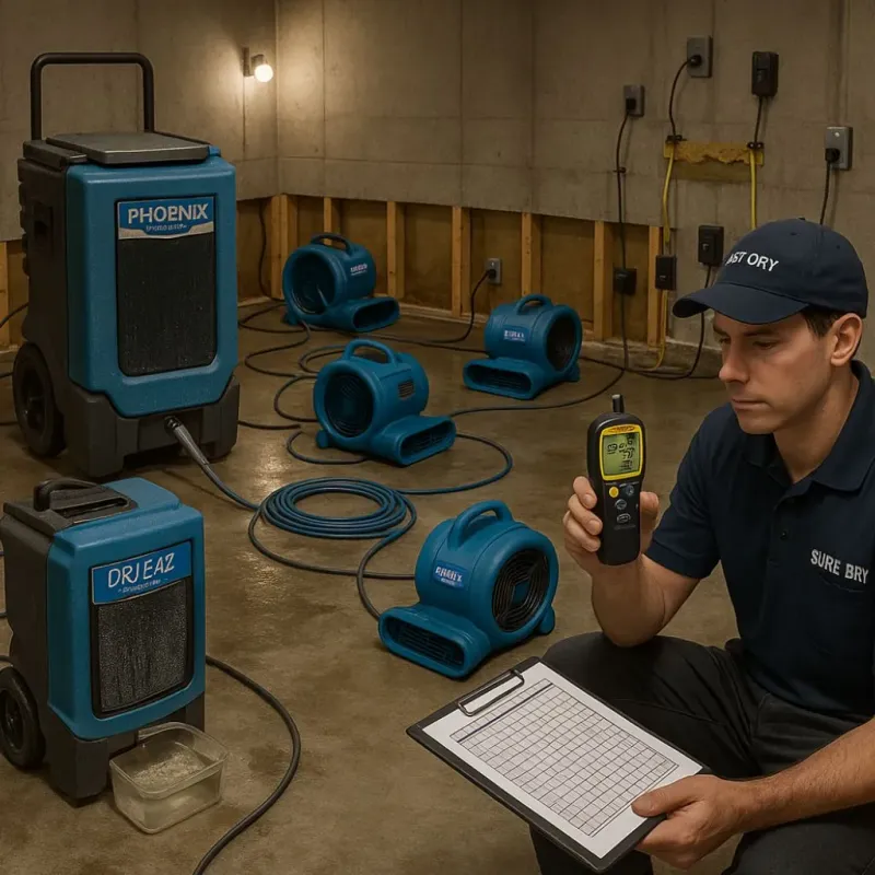 Structural Drying and Dehumidification process in Middleton, MA